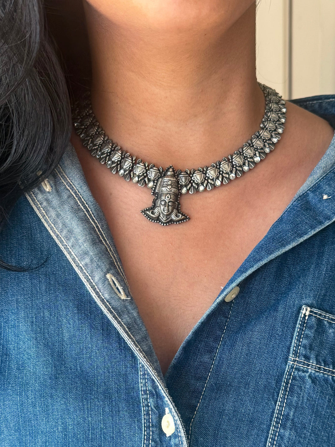 Handmade Tribal Antique Brass Statement Necklace | Adjustable Dori Artisan Jewelry