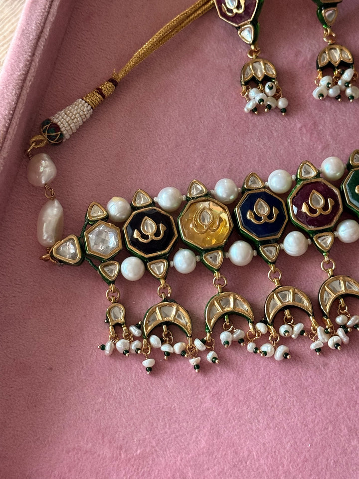 Semi-Precious Stone Kundan Necklace Set | SHIVKA