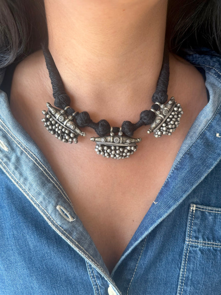 Handmade Tribal Antique Brass Statement Necklace | Adjustable Dori Artisan Jewelry