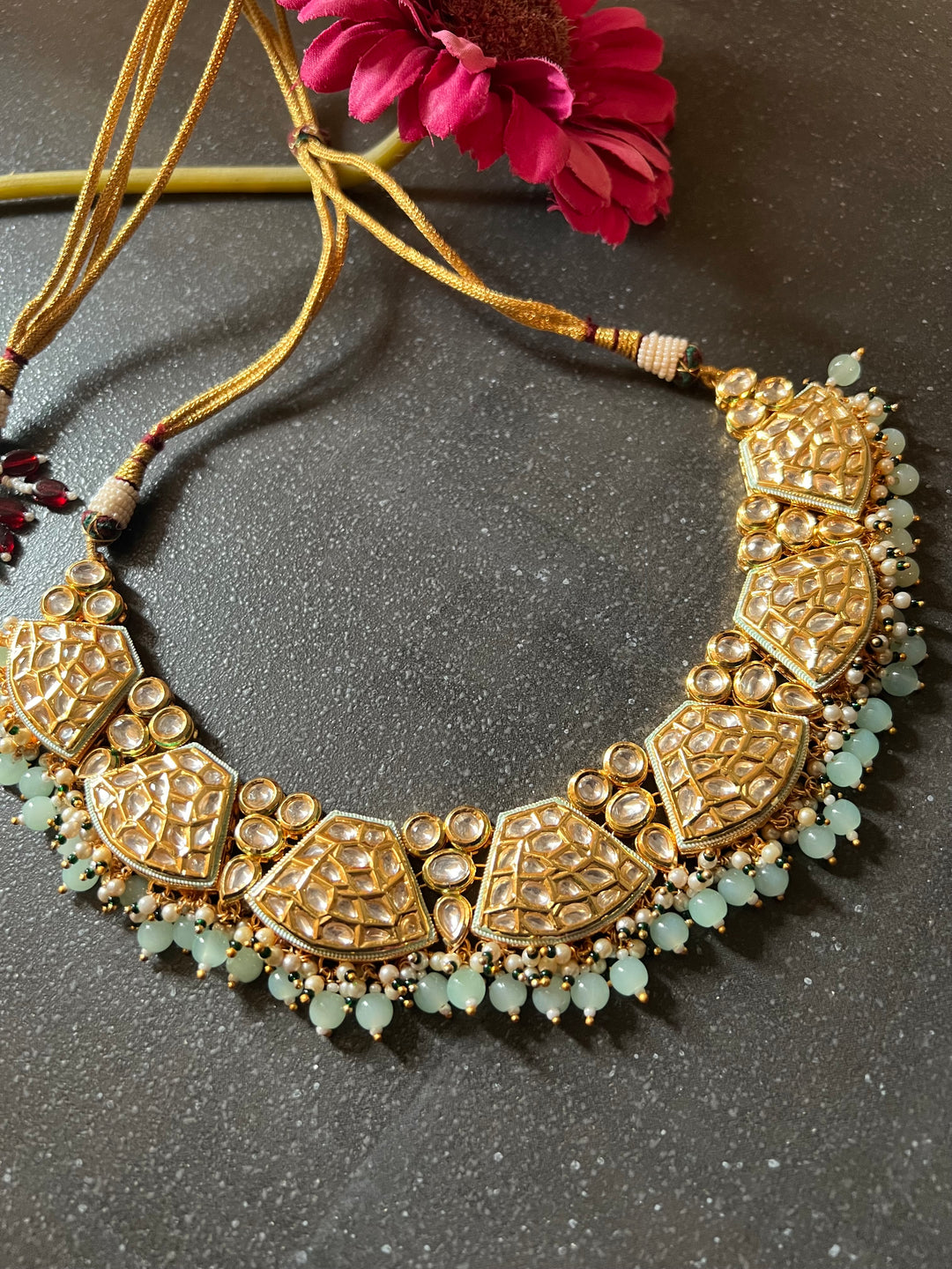 Elegant Kundan Choker Necklace with Earrings