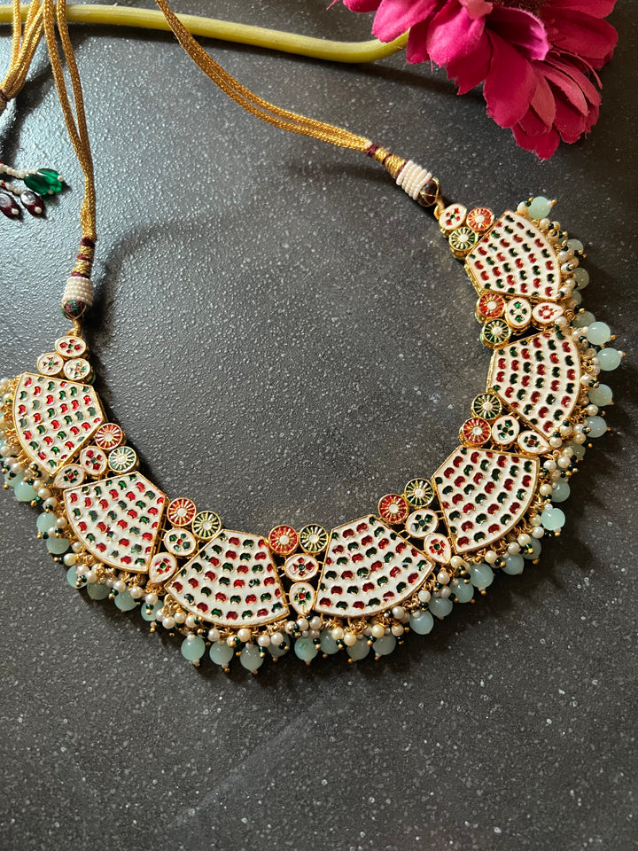 Elegant Kundan Choker Necklace with Earrings
