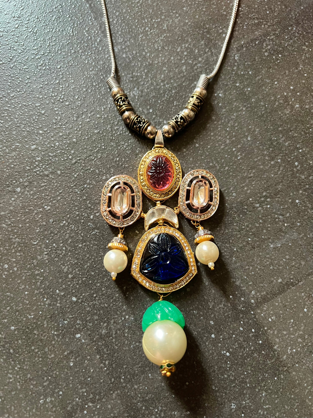 Pendant Long Necklace with Statement Earrings