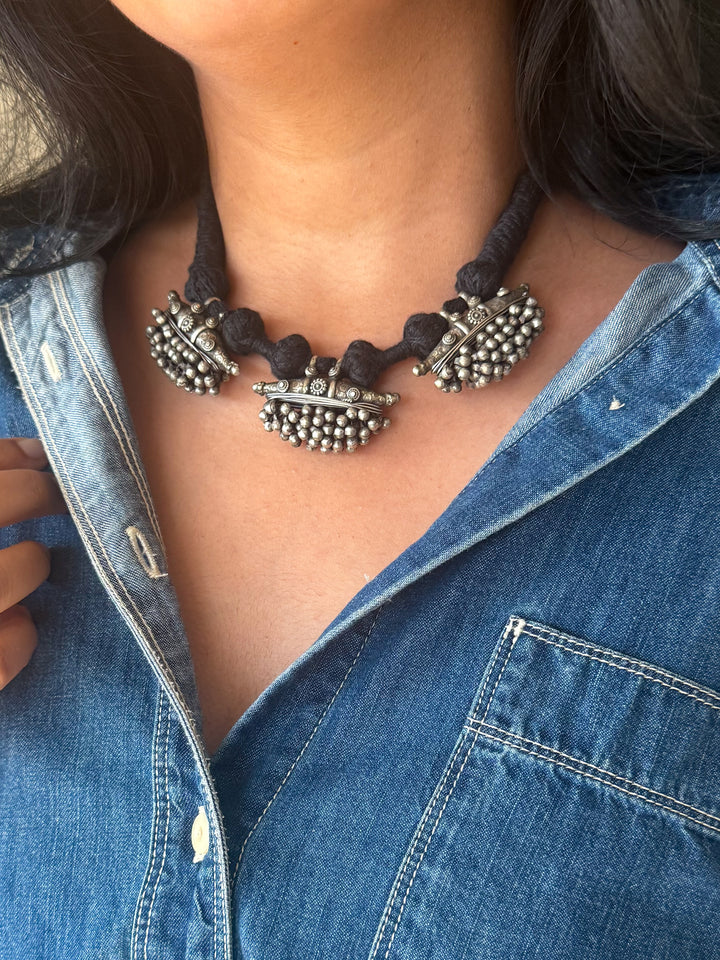 Handmade Tribal Antique Brass Statement Necklace | Adjustable Dori Artisan Jewelry