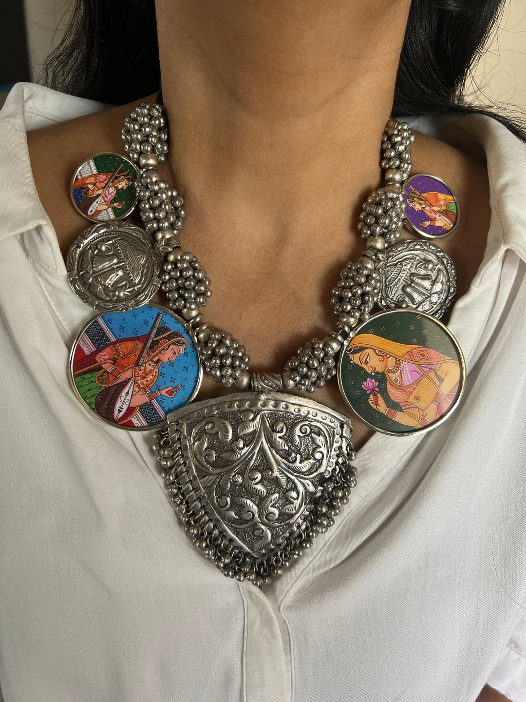 Hand painted Ghungroo Necklace | Festive Elegance by SHIVKA