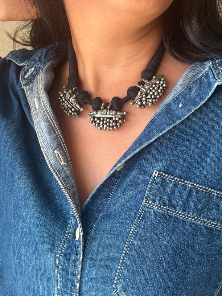 Handmade Tribal Antique Brass Statement Necklace | Adjustable Dori Artisan Jewelry