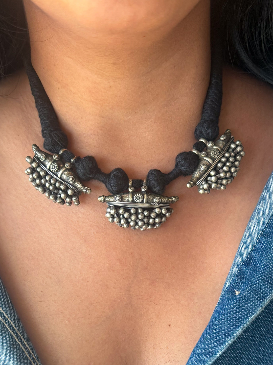 Handmade Tribal Antique Brass Statement Necklace | Adjustable Dori Artisan Jewelry