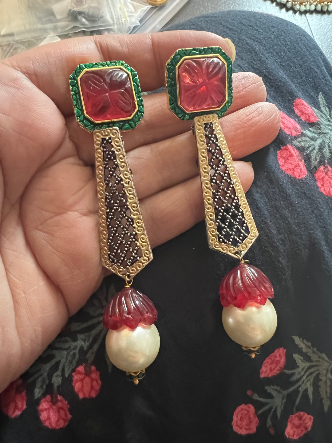 Pendant Long Necklace with Statement Earrings