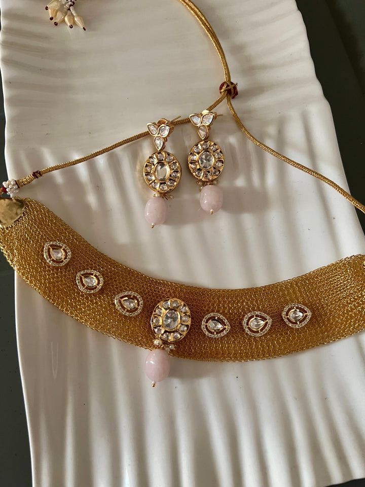 Statement Kundan Mesh Choker with Earrings - Unmatched Quality and Style