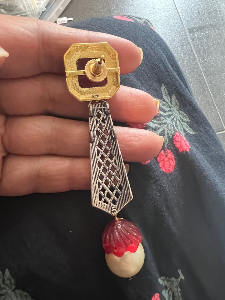 Pendant Long Necklace with Statement Earrings