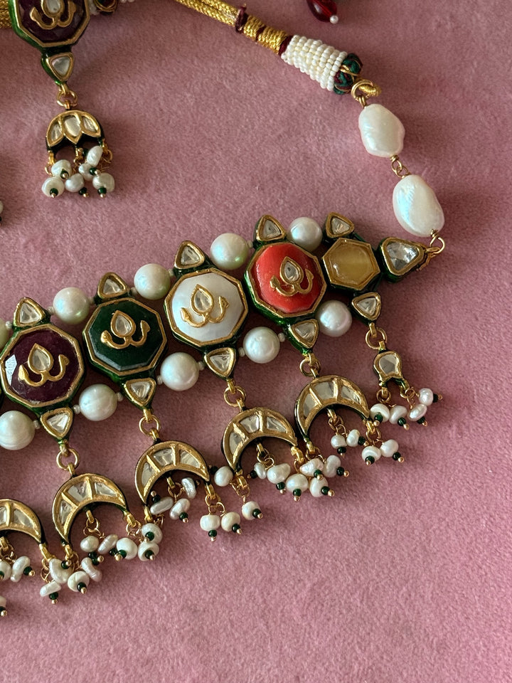 Semi-Precious Stone Kundan Necklace Set | SHIVKA