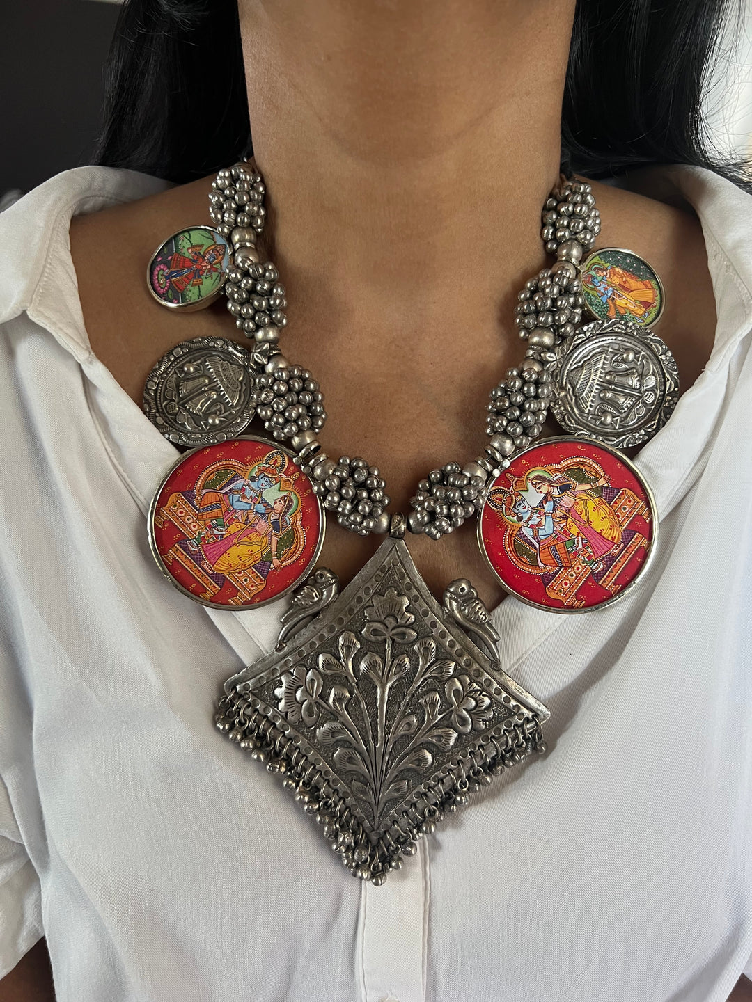 Hand painted Ghungroo Necklace | Festive Elegance by SHIVKA