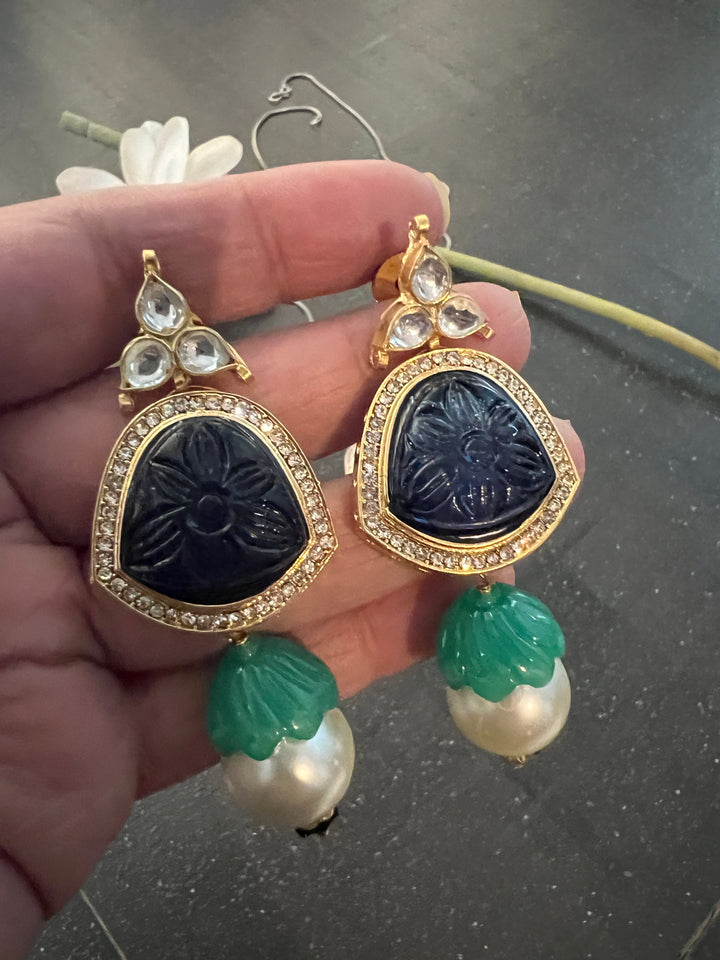 Pendant Long Necklace with Statement Earrings