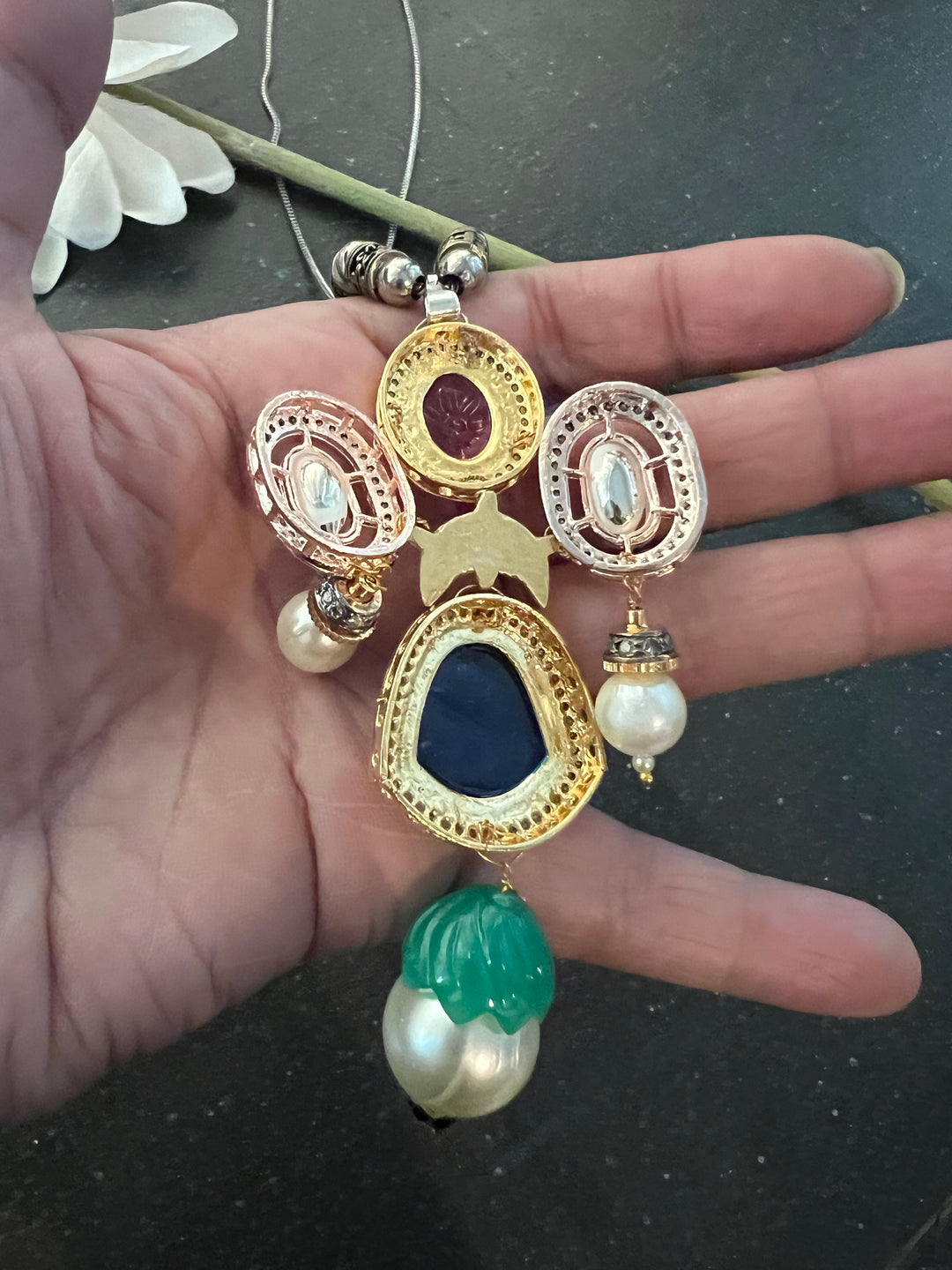 Pendant Long Necklace with Statement Earrings