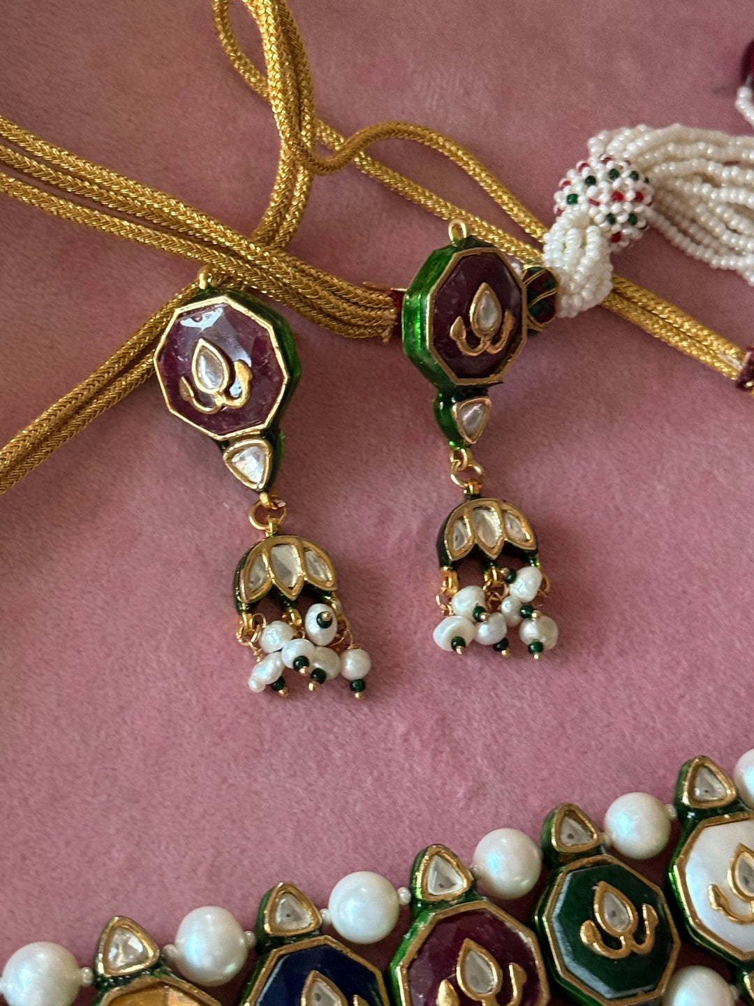 Semi-Precious Stone Kundan Necklace Set | SHIVKA