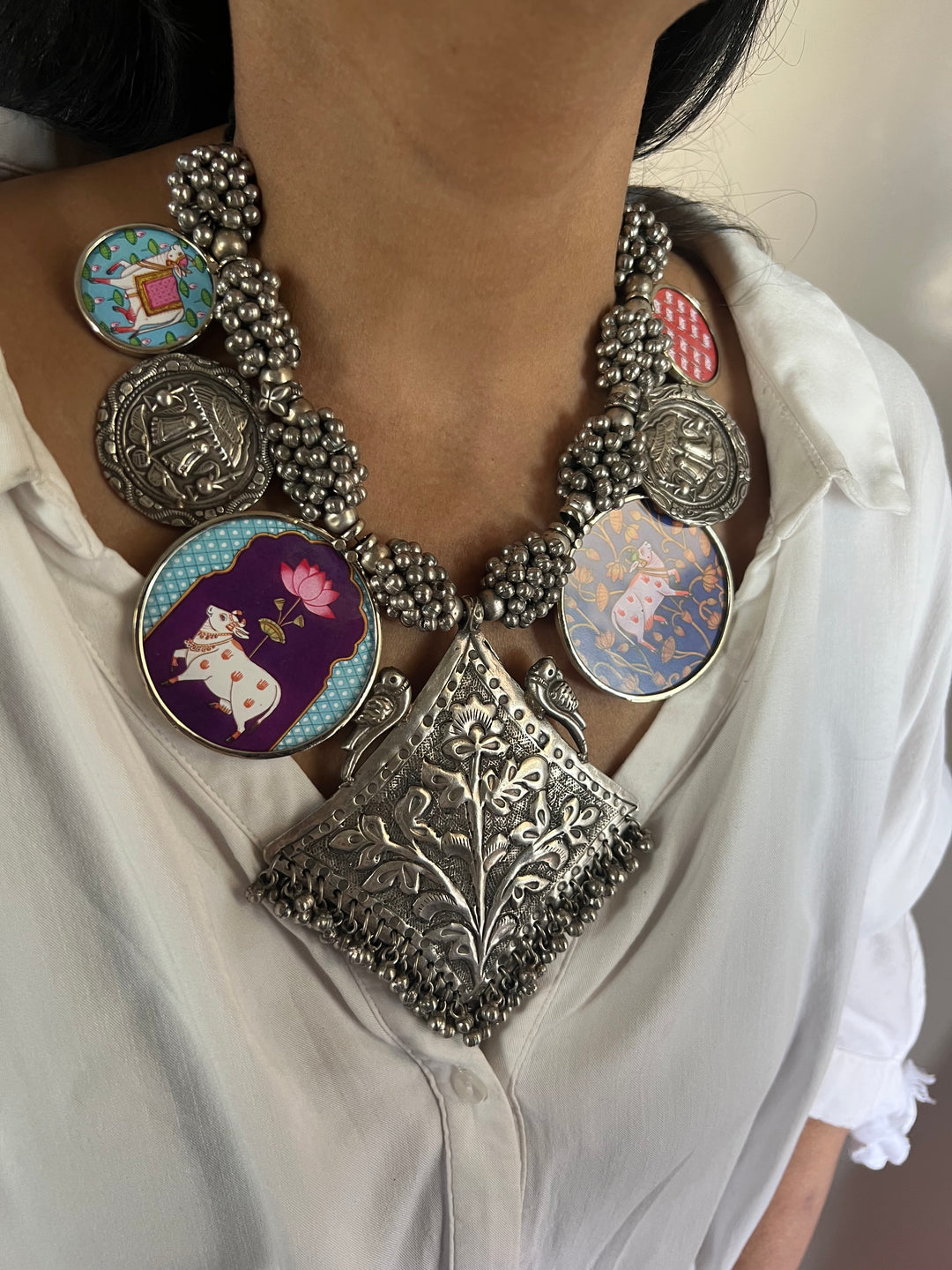 Hand painted Ghungroo Necklace | Festive Elegance by SHIVKA