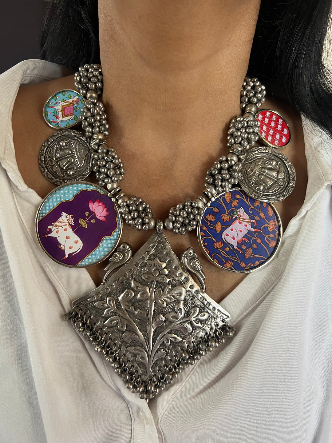 Hand painted Ghungroo Necklace | Festive Elegance by SHIVKA