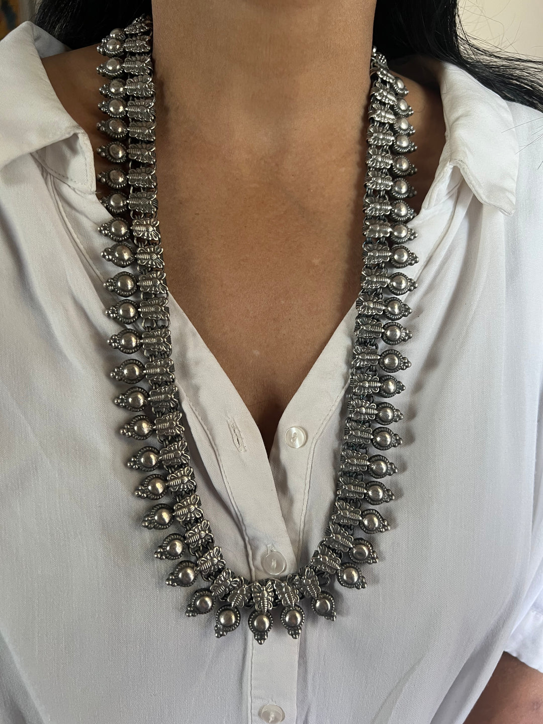 Tribal Long Necklace - Premium Quality Brass with Silver Replica