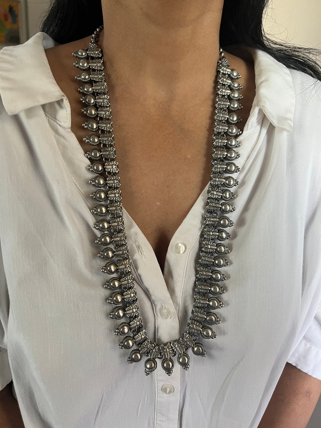 Tribal Long Necklace - Premium Quality Brass with Silver Replica