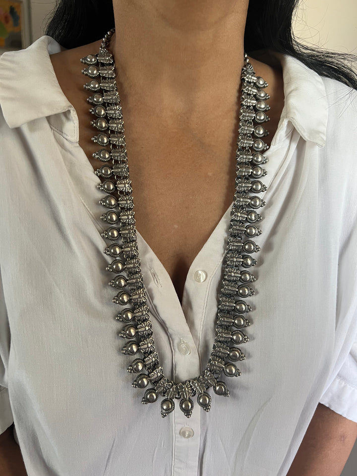 Tribal Long Necklace - Premium Quality Brass with Silver Replica