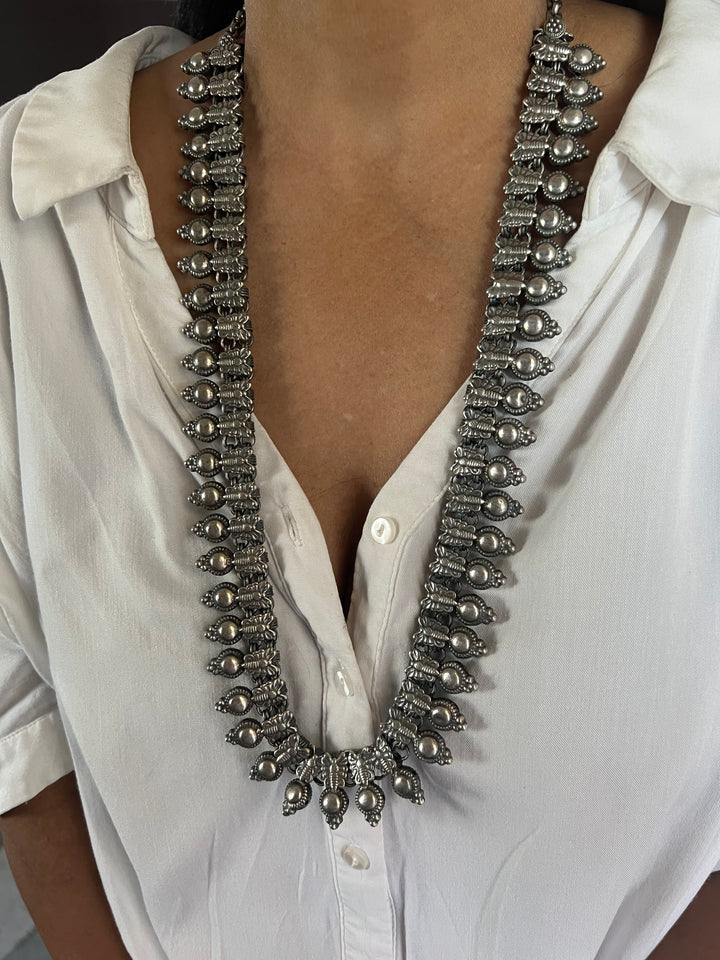 Tribal Long Necklace - Premium Quality Brass with Silver Replica