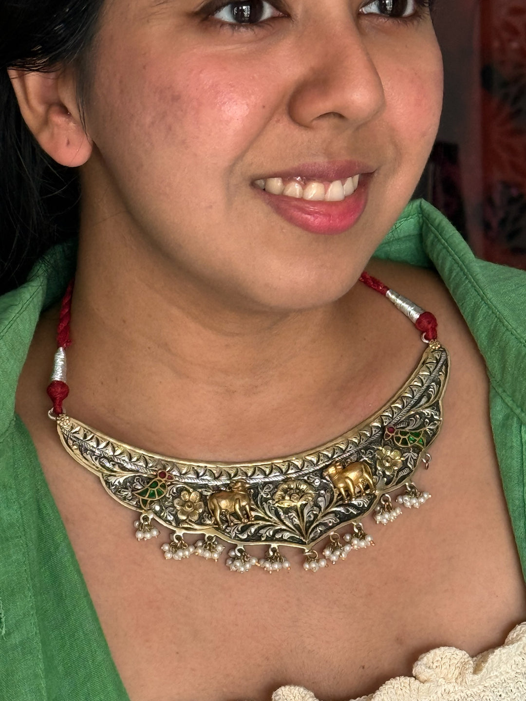 Handmade Elegant 925 Silver Hasli Collar Necklace by SHIVKA