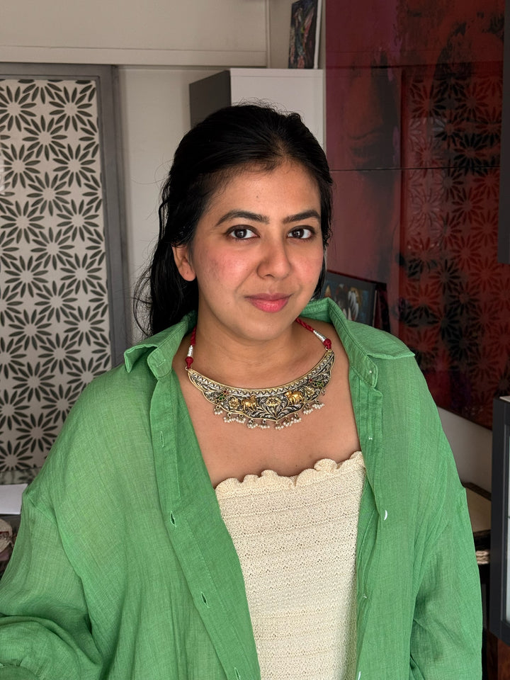 Handmade Elegant 925 Silver Hasli Collar Necklace by SHIVKA