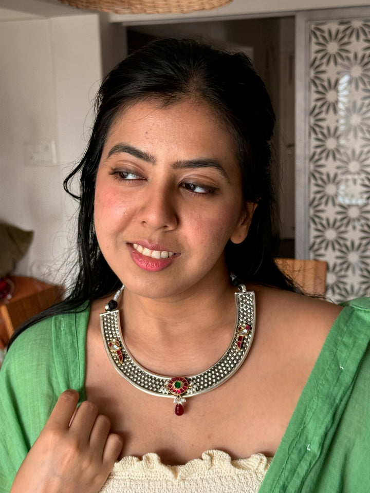 Handmade Elegant 925 Silver Hasli Collar Necklace by SHIVKA