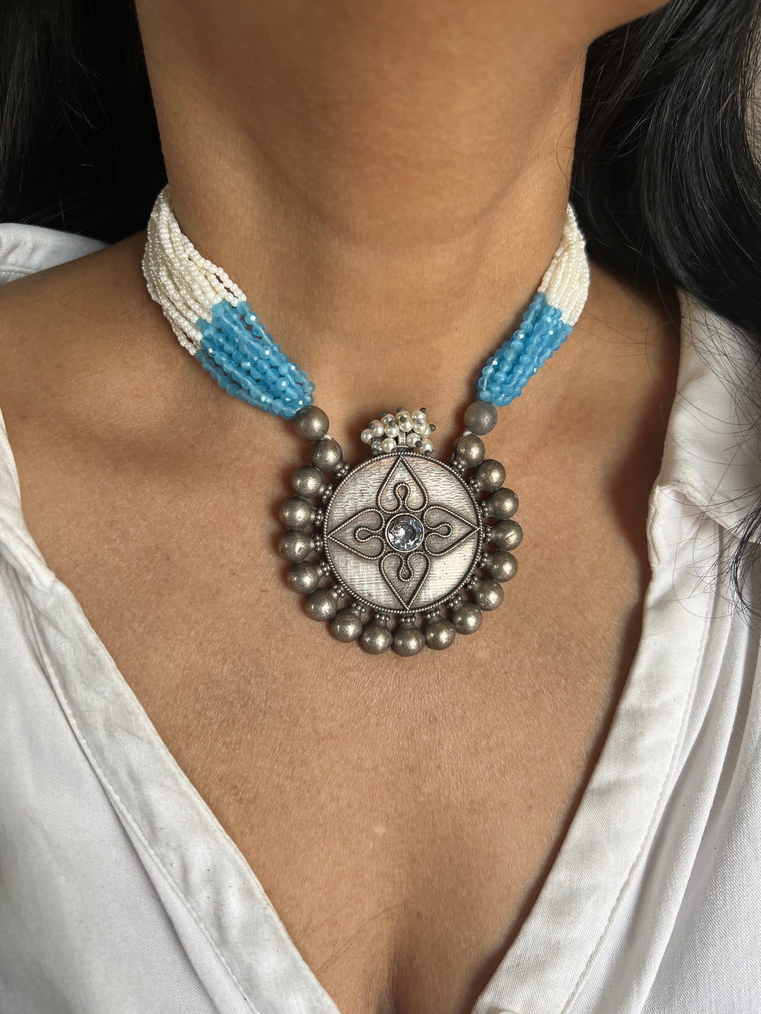 Antique Beaded Choker Necklace | Festive Elegance