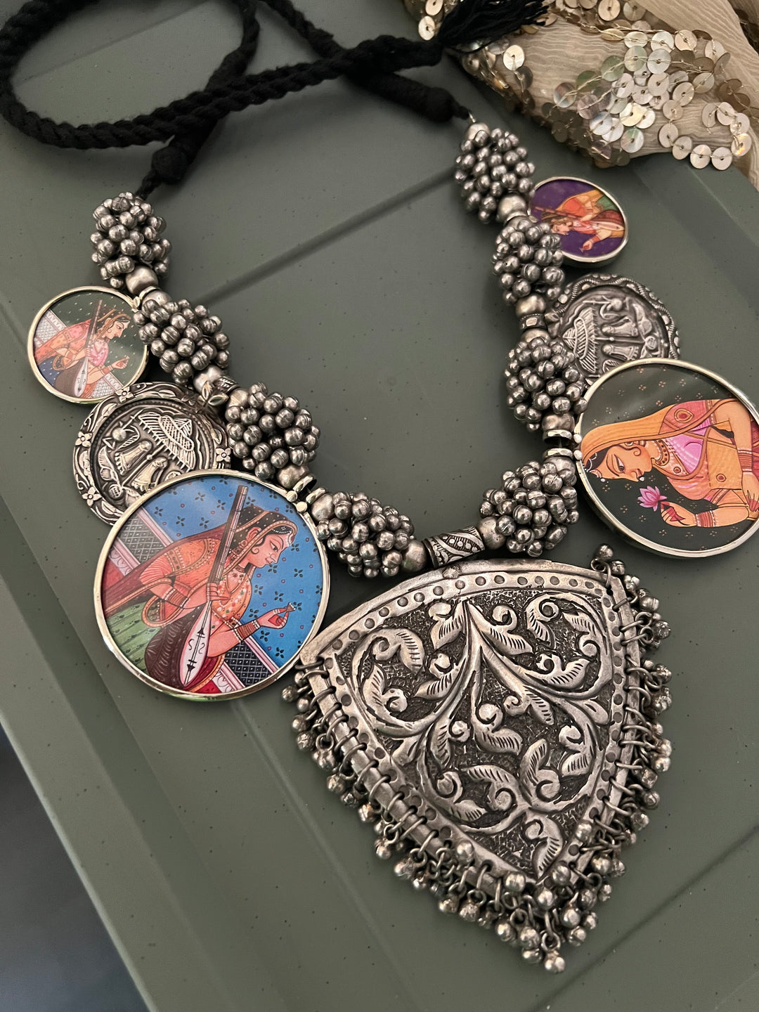 Hand painted Ghungroo Necklace | Festive Elegance by SHIVKA