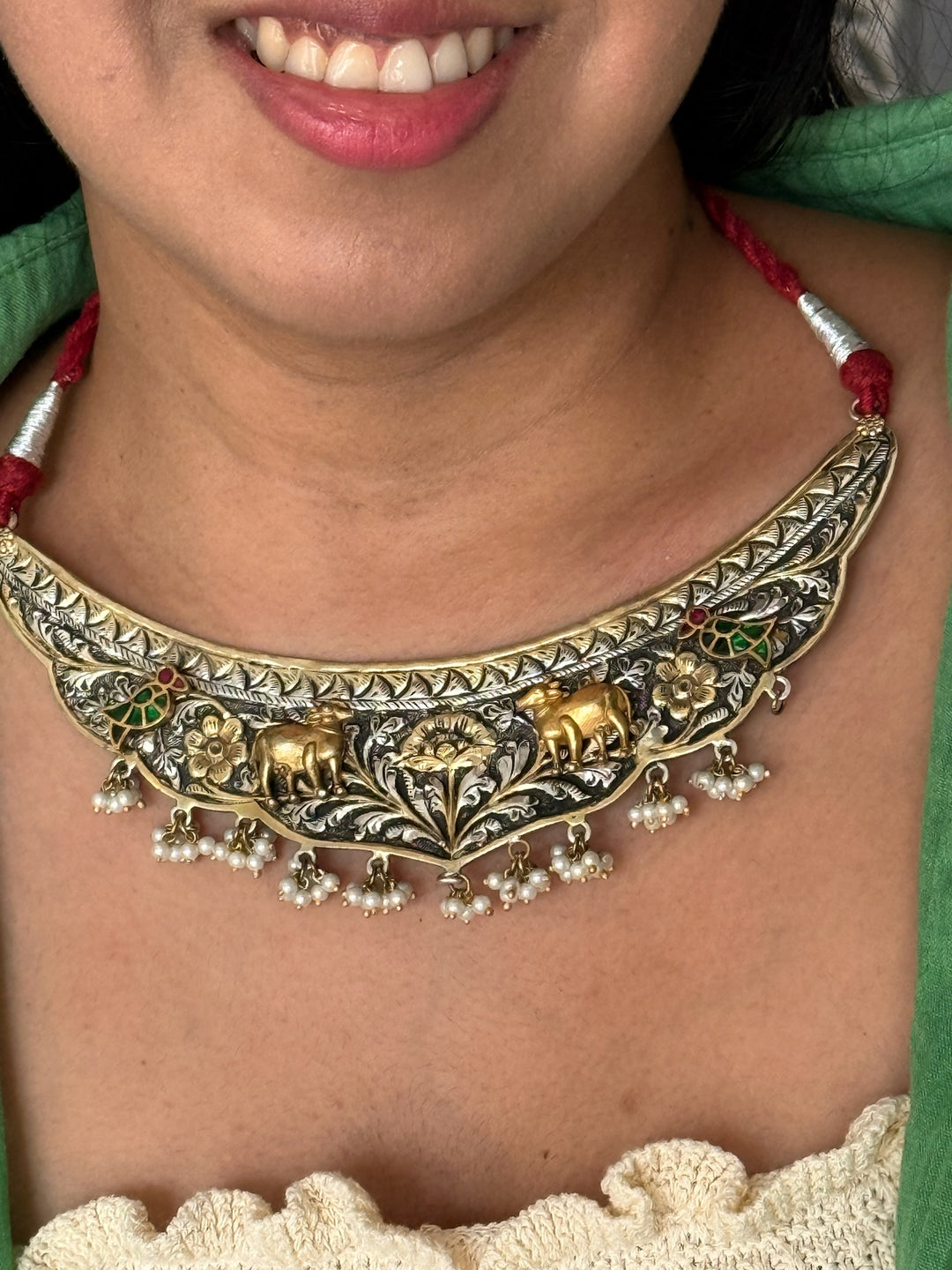 Handmade Elegant 925 Silver Hasli Collar Necklace by SHIVKA