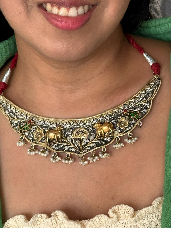Handmade Elegant 925 Silver Hasli Collar Necklace by SHIVKA