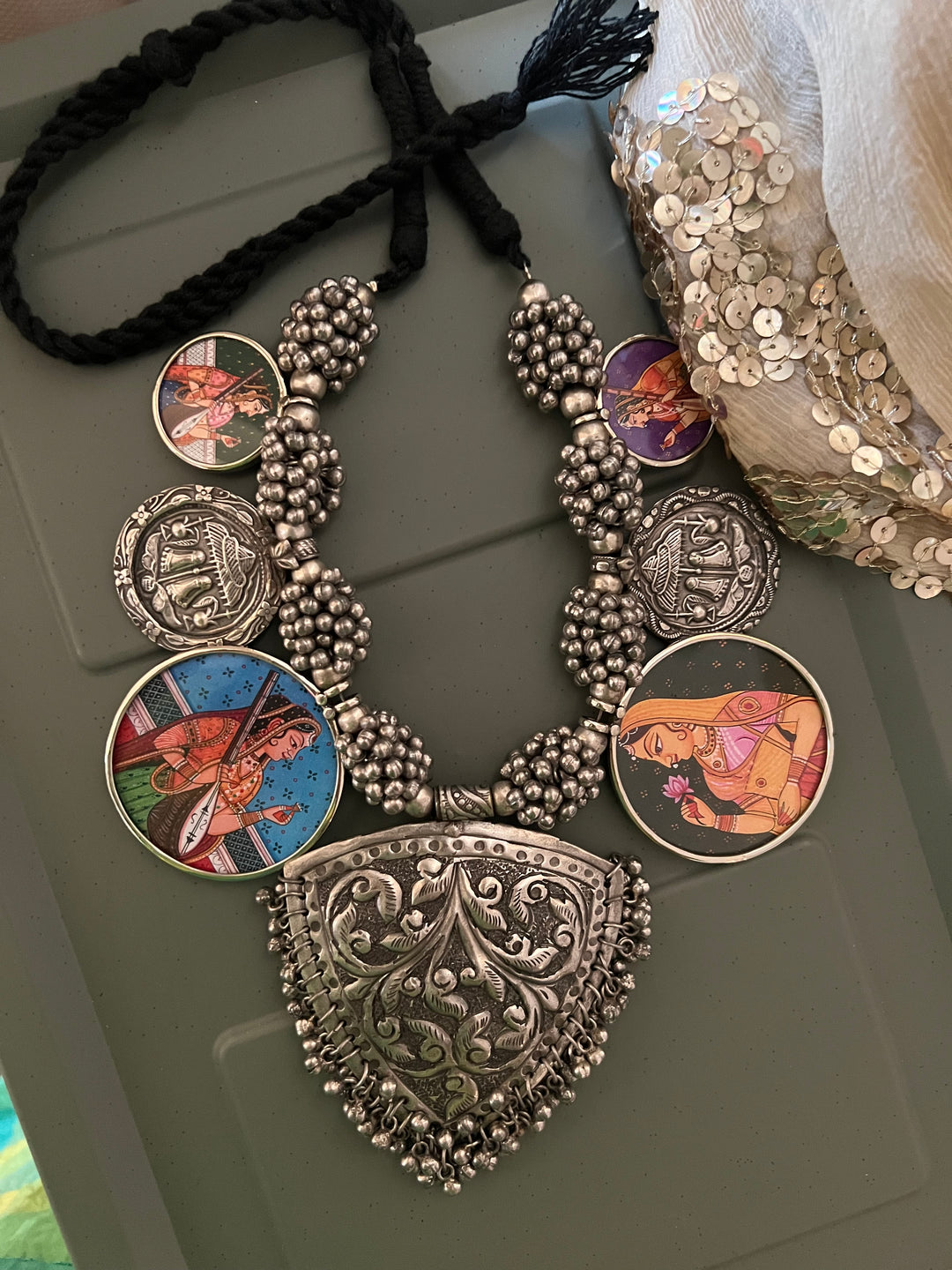 Hand painted Ghungroo Necklace | Festive Elegance by SHIVKA