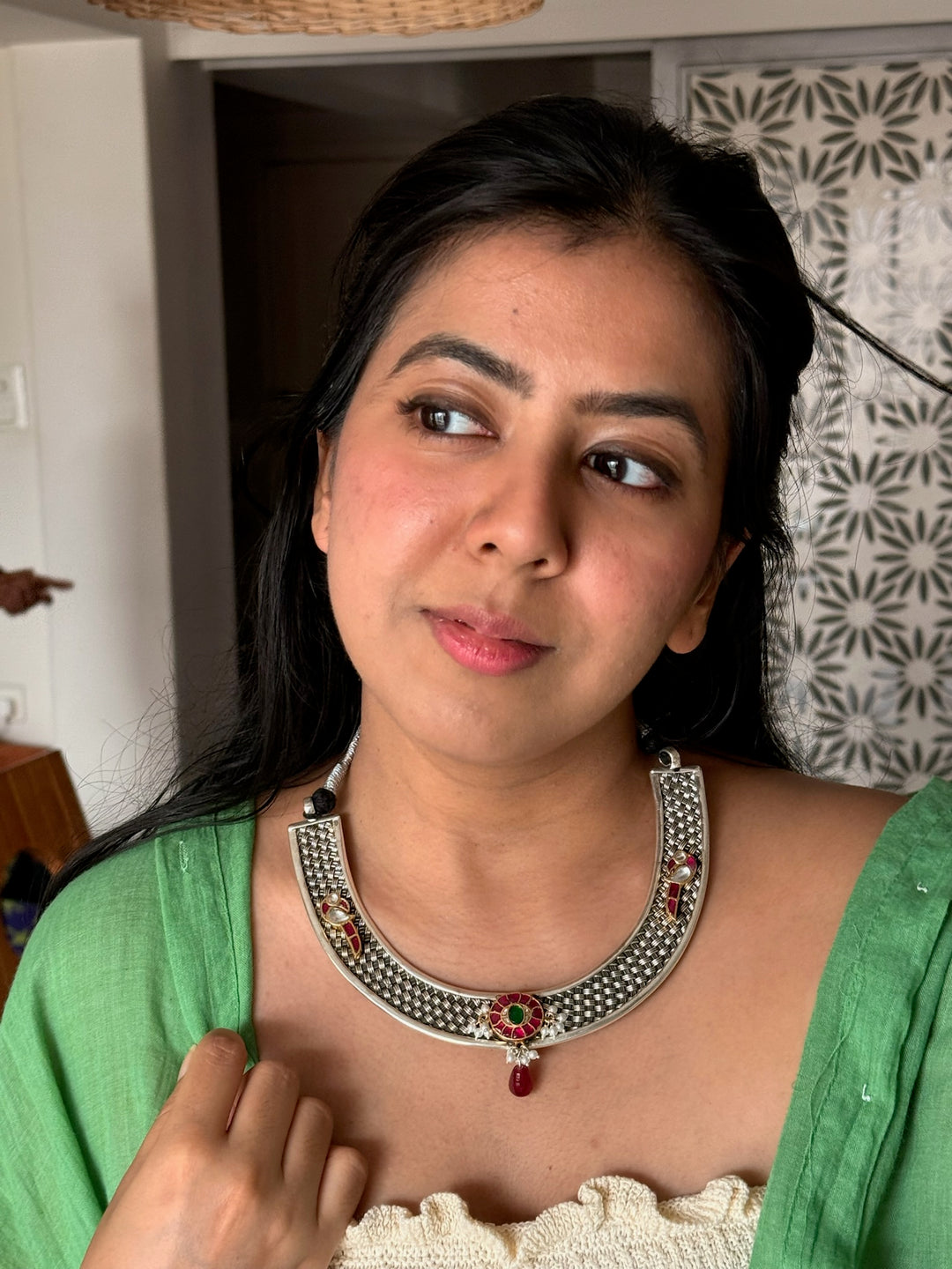 Handmade Elegant 925 Silver Hasli Collar Necklace by SHIVKA