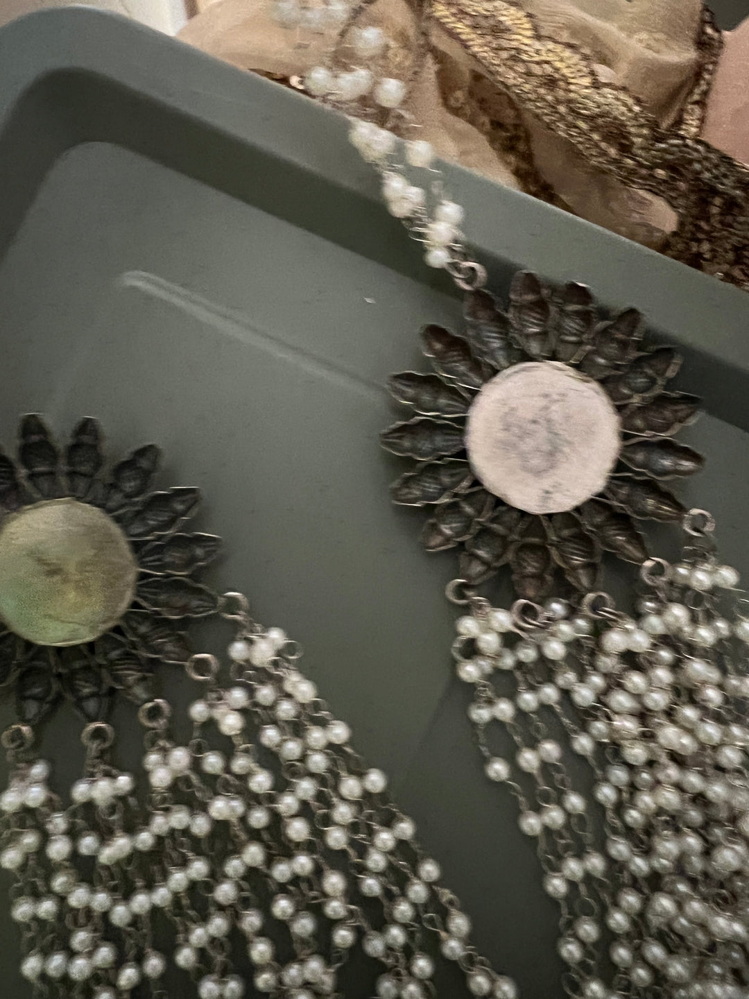 Antique Oxidized Necklace with Hand painted Brooches | Festive Elegance by SHIVKA