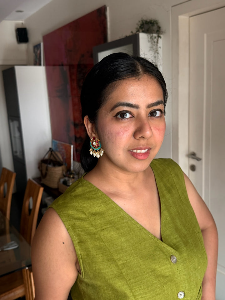 SHIVKA Jadau Pearl Kundan Earrings | Bridal Statement Jewelry