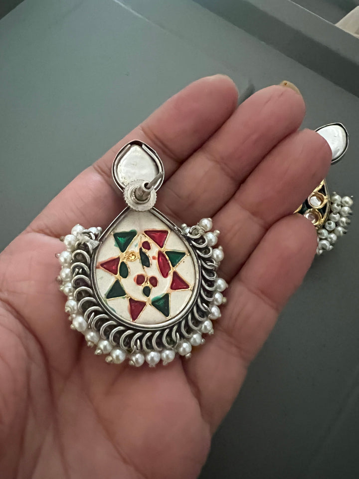 Designer Pearl & Kundan Stud Earrings | Elegant Gold Finish