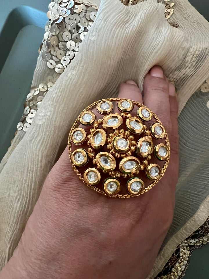 Oversized Kundan Ring