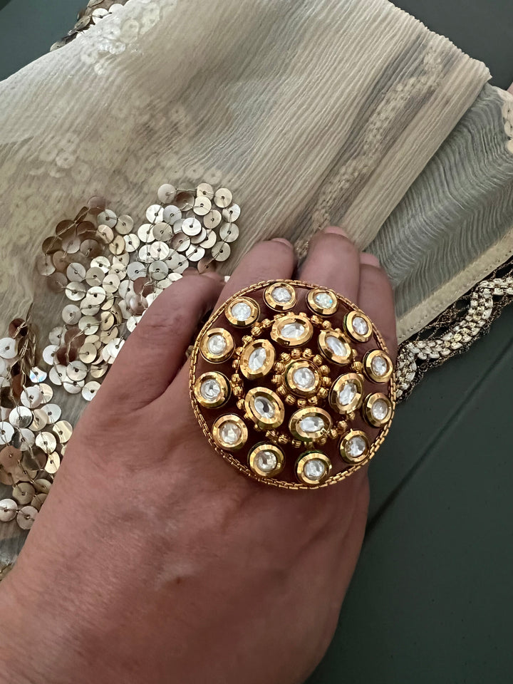 Oversized Kundan Ring