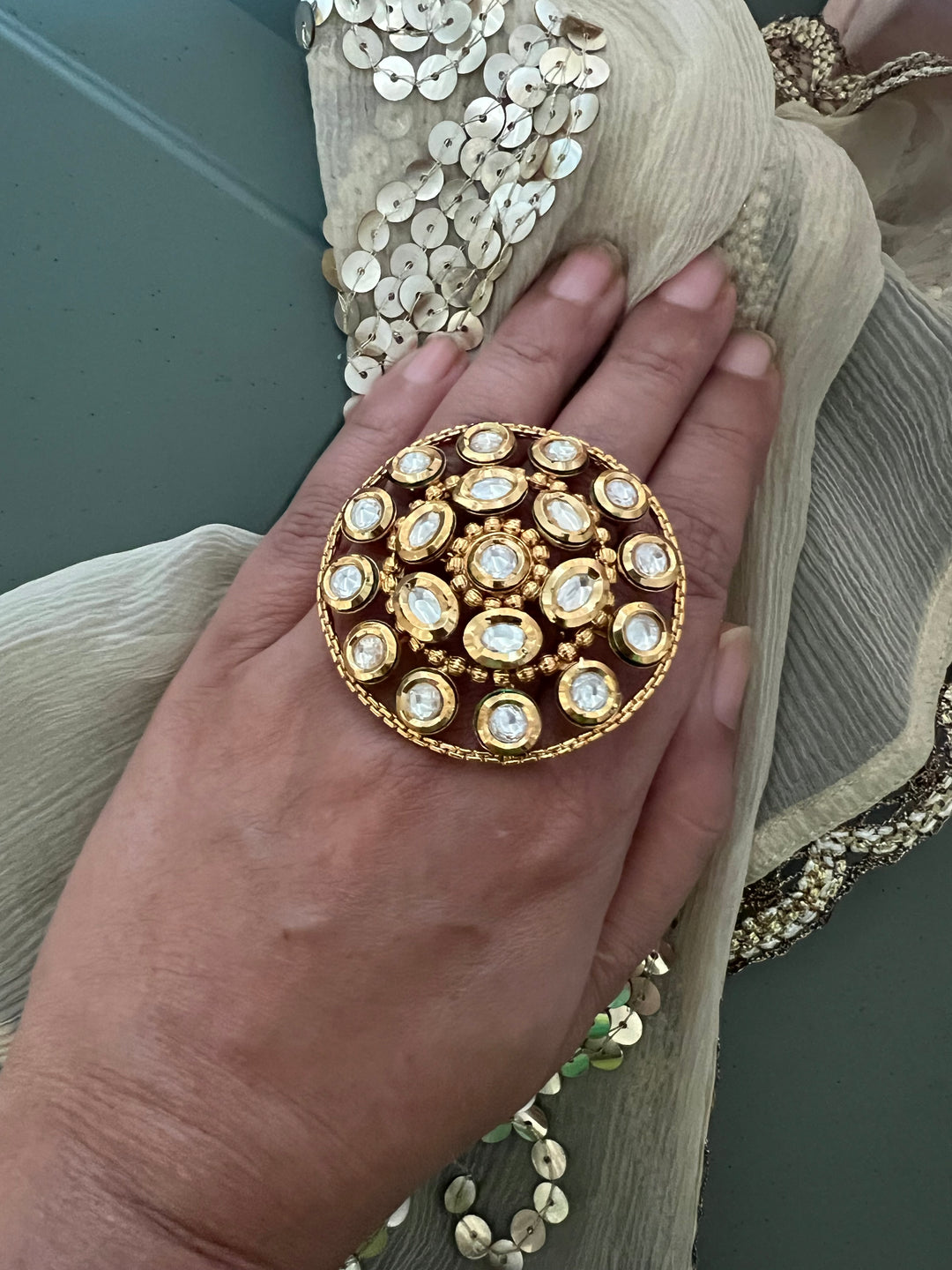 Oversized Kundan Ring