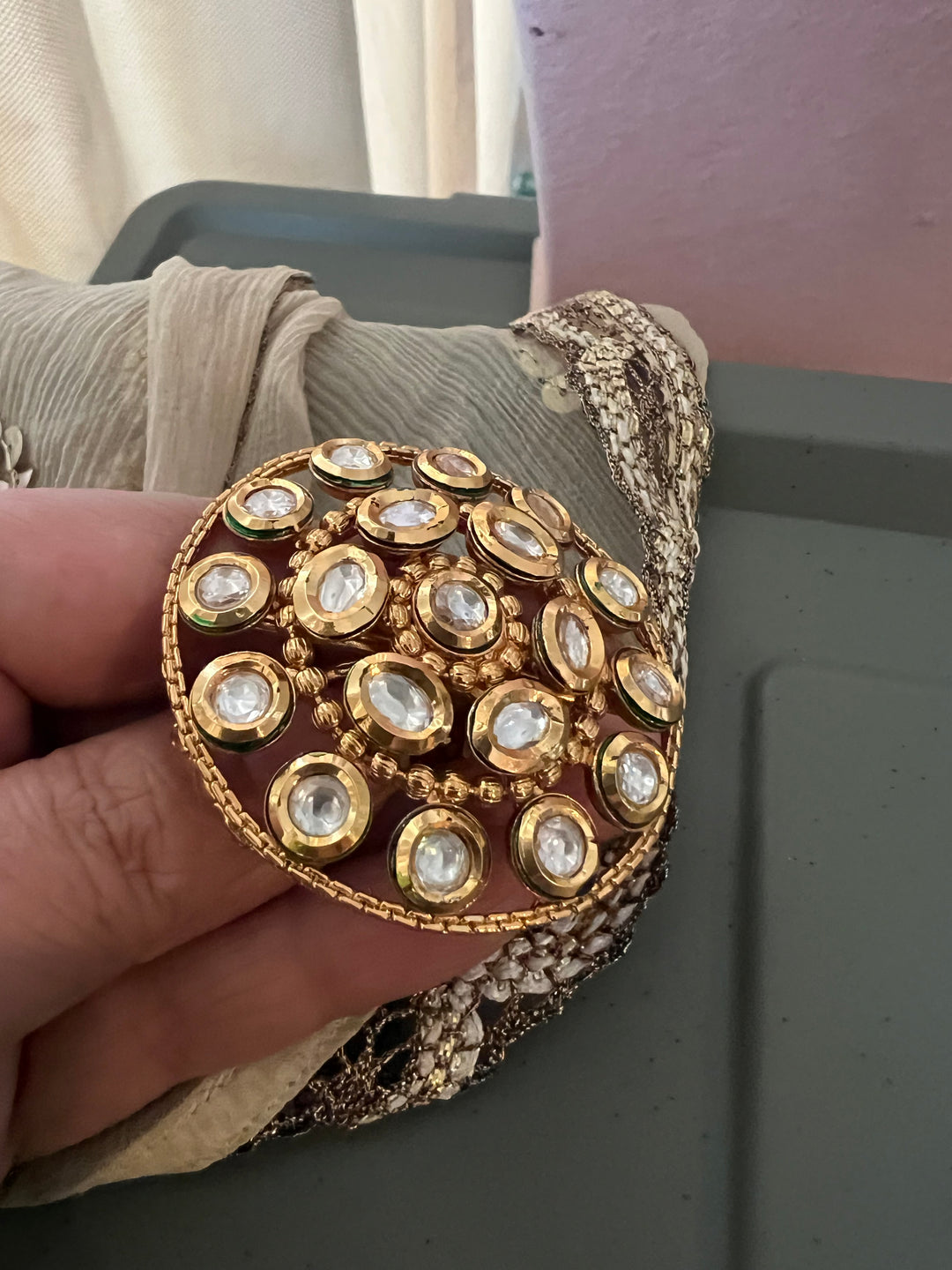 Oversized Kundan Ring