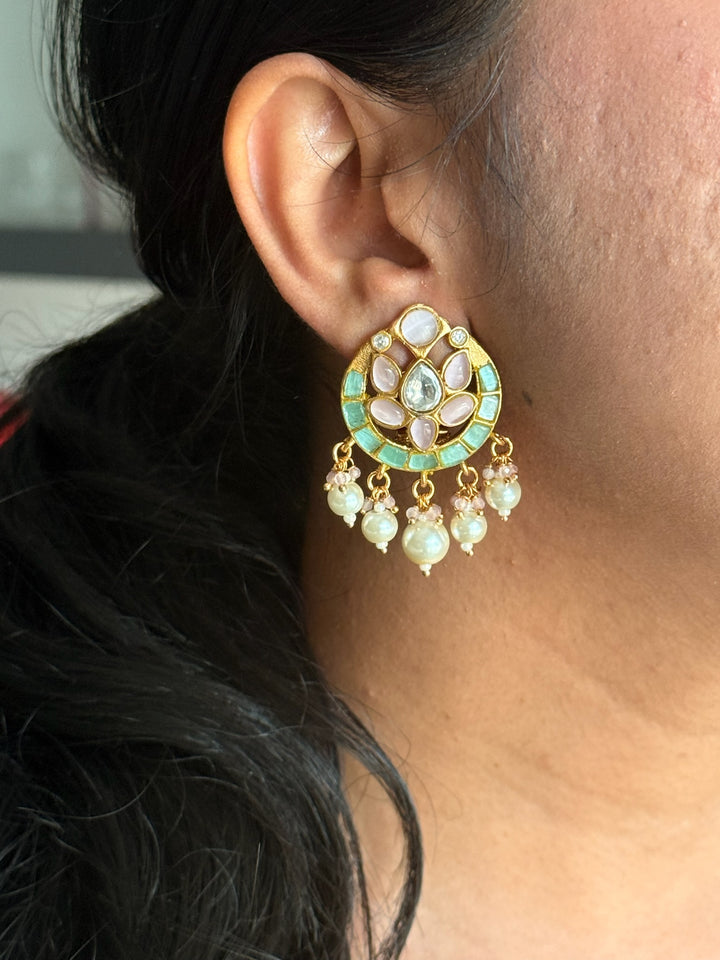 SHIVKA Jadau Pearl Kundan Earrings | Bridal Statement Jewelry