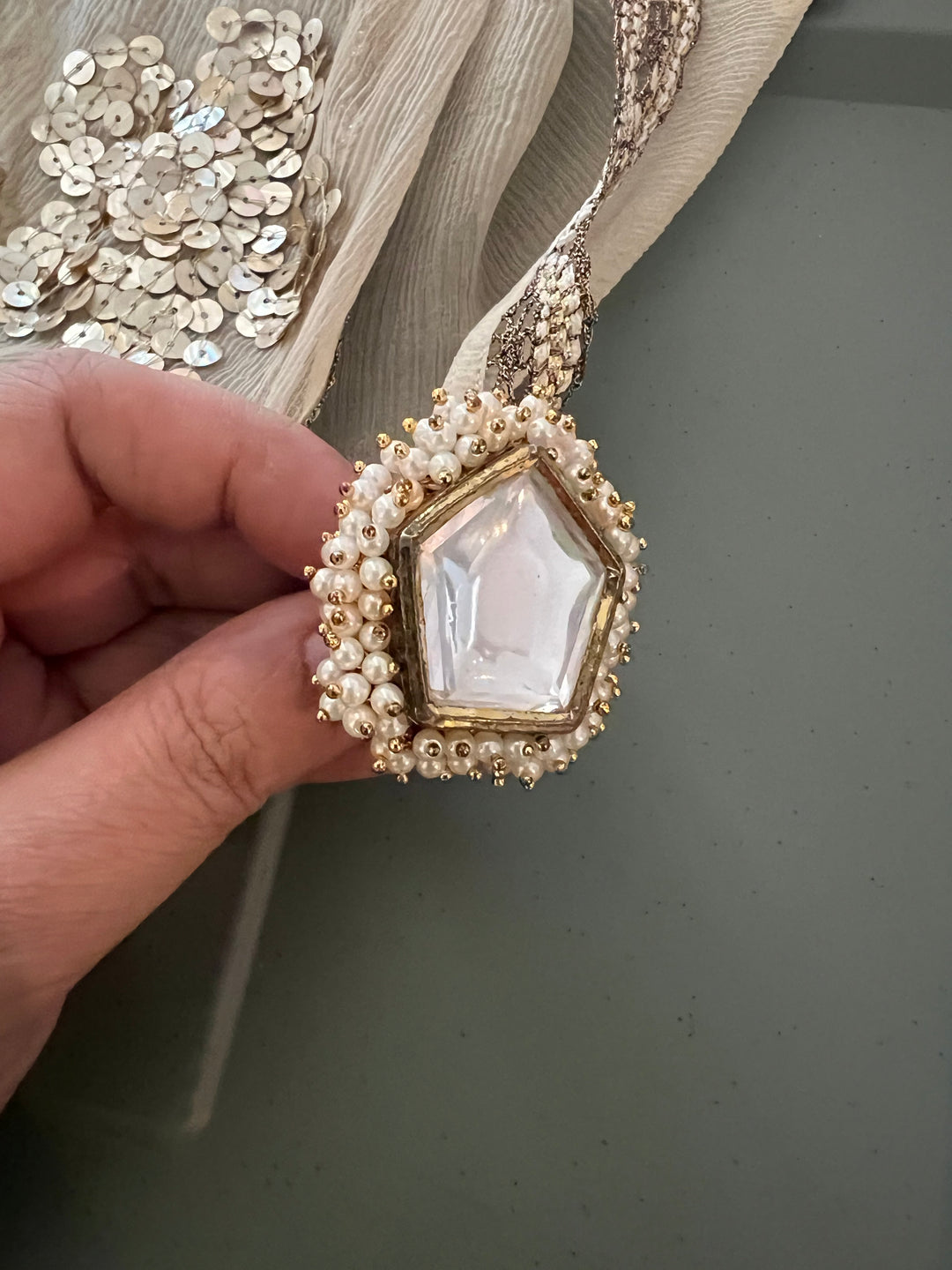 Pearl Clustered Kundan Ring