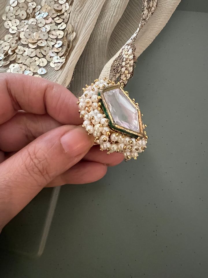 Pearl Clustered Kundan Ring