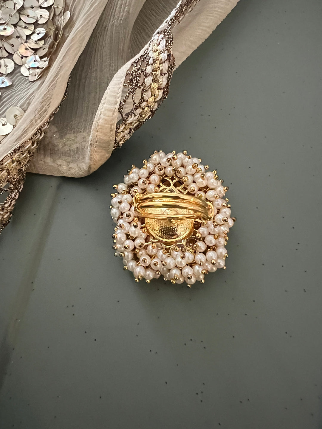 Pearl Clustered Kundan Ring
