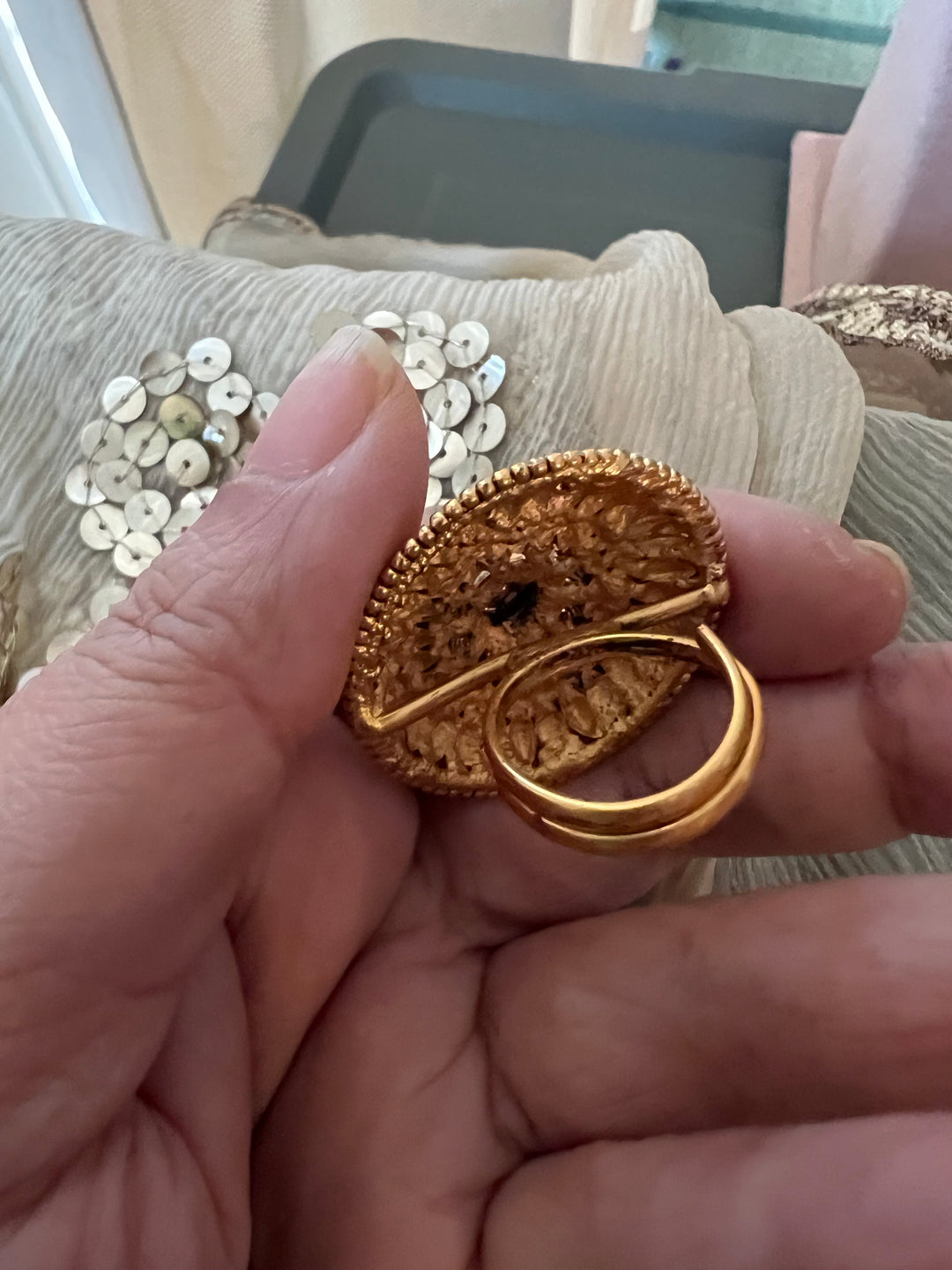 Antique Pink Kundan Ring | Timeless Elegance by SHIVKA