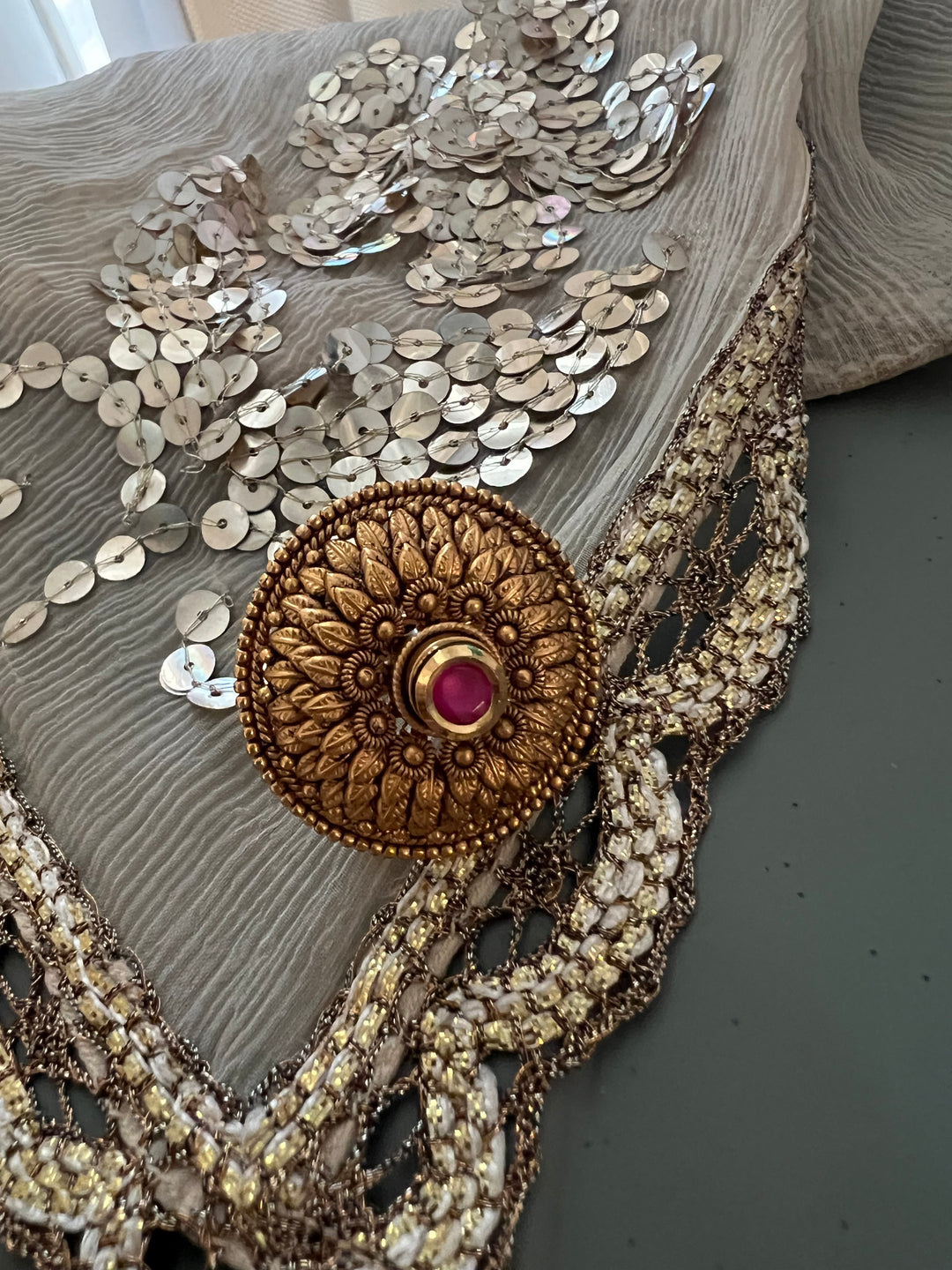 Antique Pink Kundan Ring | Timeless Elegance by SHIVKA