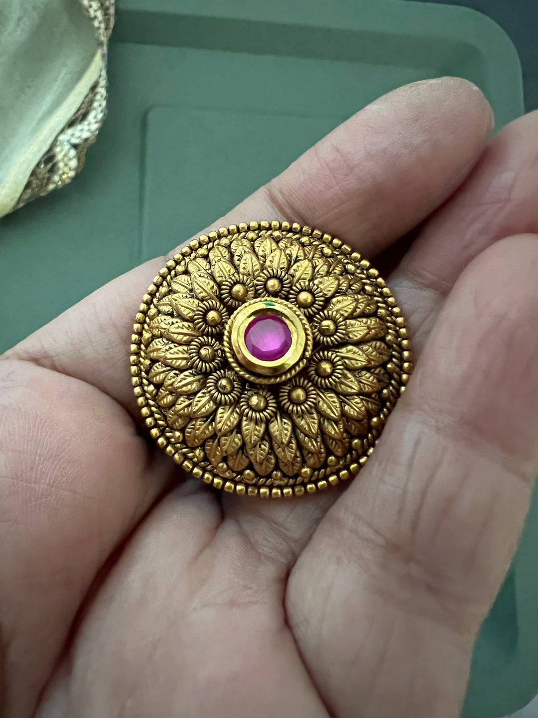 Antique Pink Kundan Ring | Timeless Elegance by SHIVKA