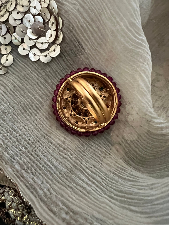 Wedding Kundan Ring | Elegant Antique Gold Design by SHIVKA