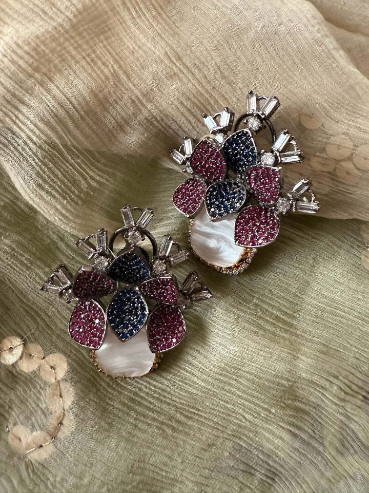 SHIVKA Victorian Studs | MOP CZ Earrings | Designer Statement Jewelry