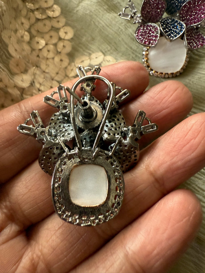 SHIVKA Victorian Studs | MOP CZ Earrings | Designer Statement Jewelry